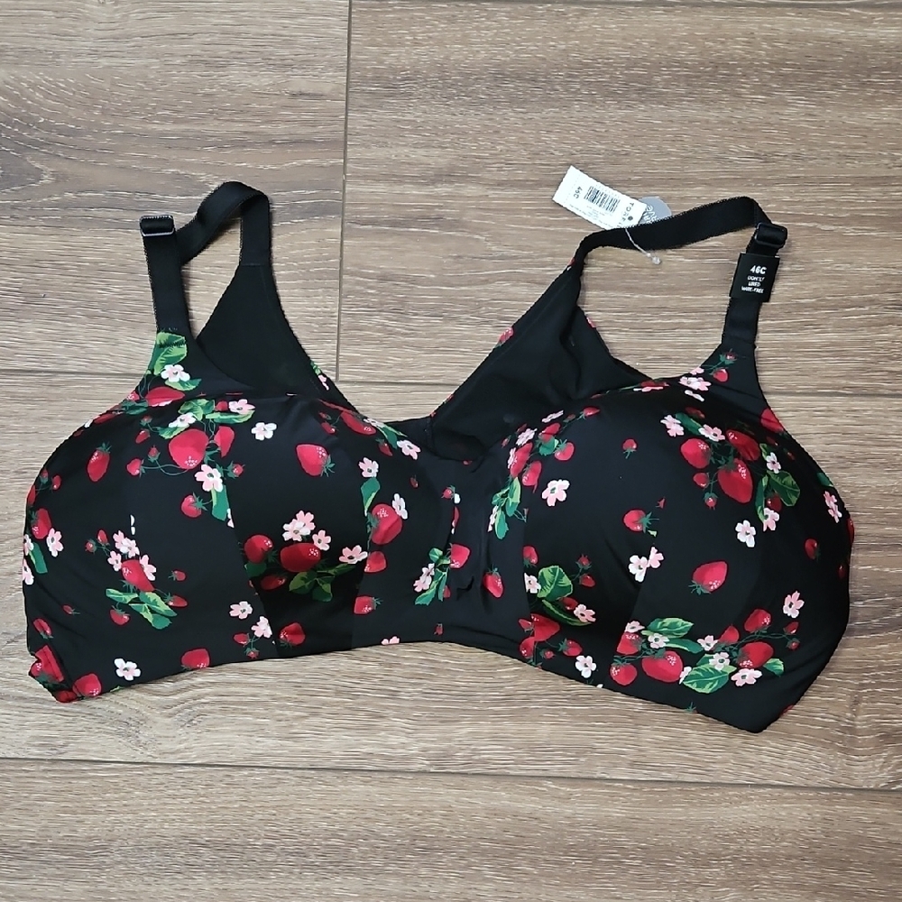 Torrid Black and Red Floral Bra Intimates